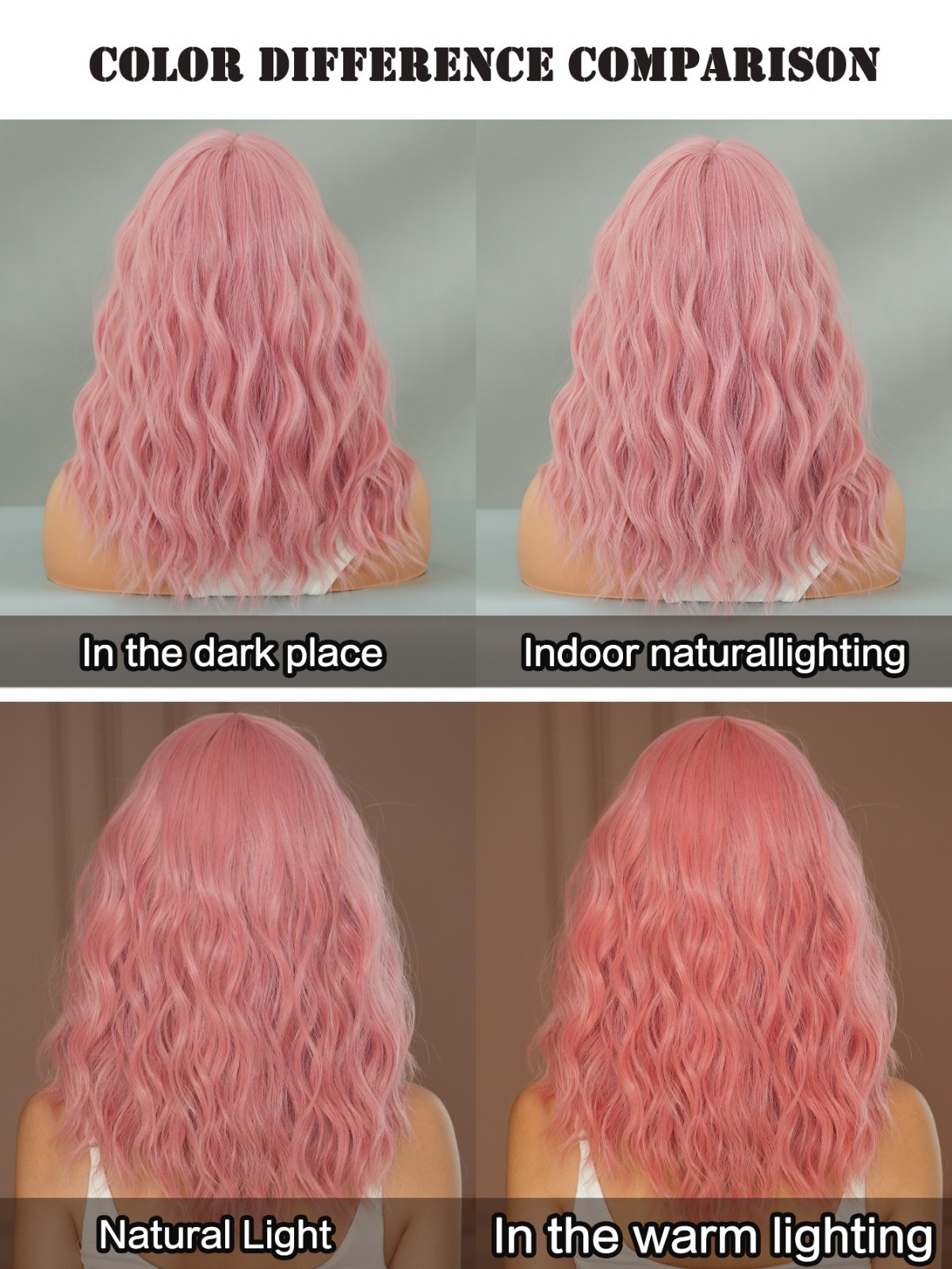 Pink Wavy Wigs With Bangs Short Bob Wavy Wigs for Women Curly Synthetic Cosplay