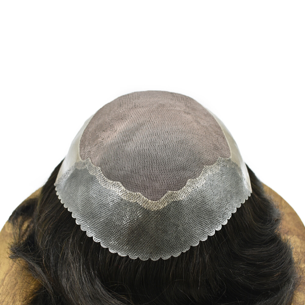 Toupee for Men Hairpiece Fine Mono Hair System Replacement Poly Skin Mens Wigs