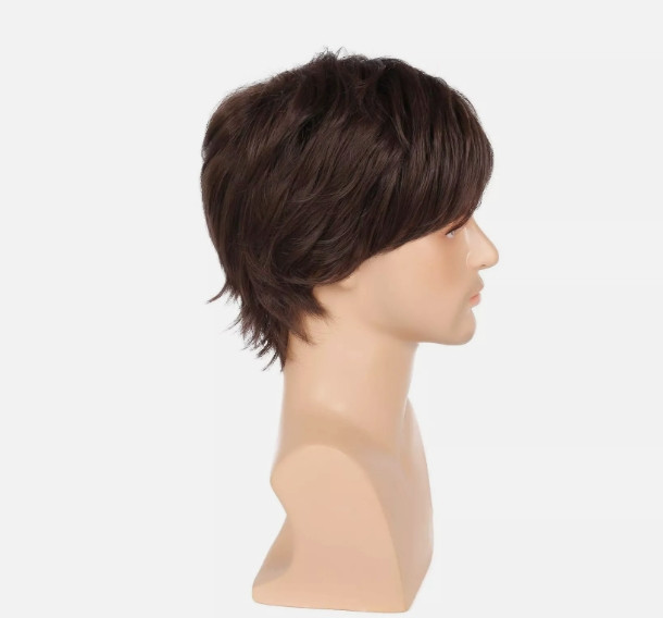 6 Inch Human Hair New Short Dark Brown Layered Men’s Wig
