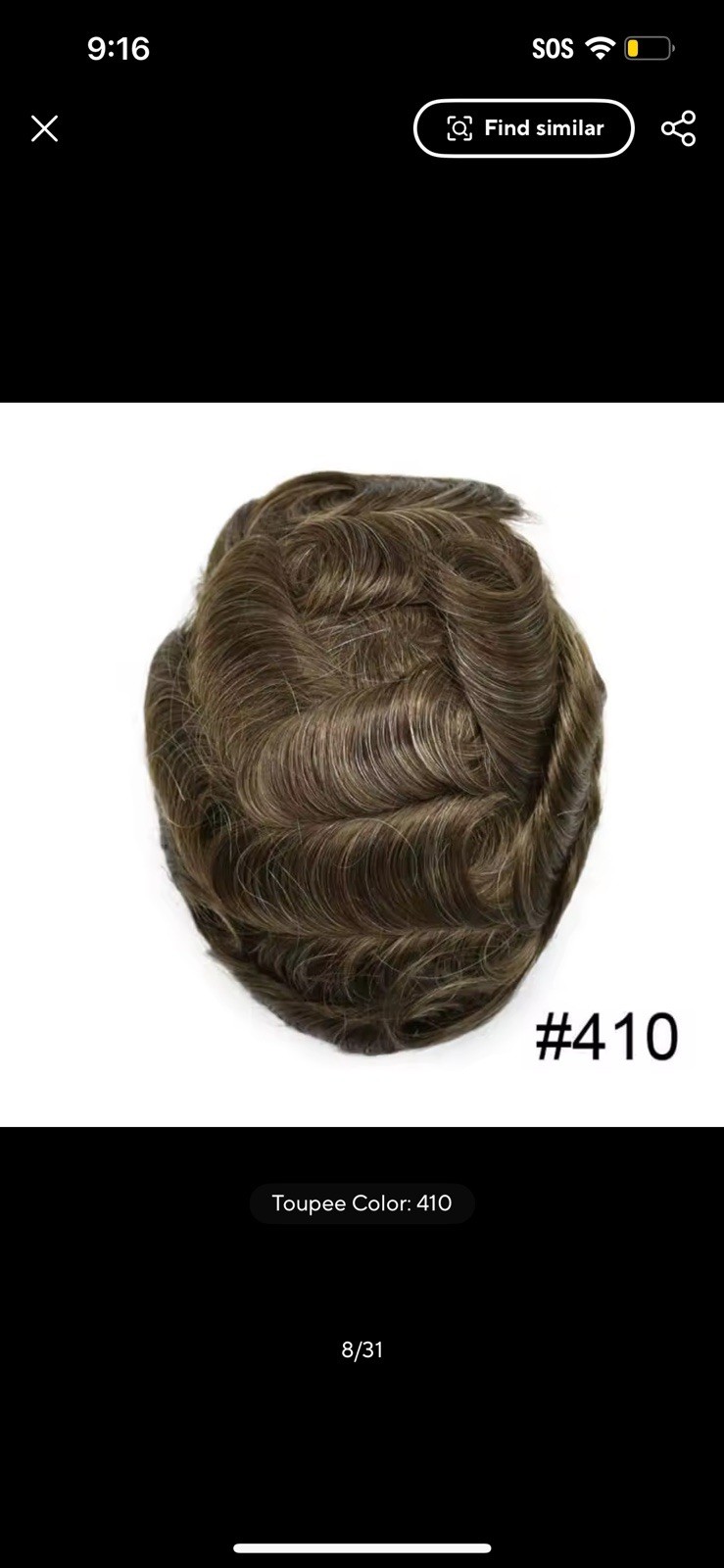 TEMCG Men’s Human Hair Toupee Hairpiece Mono Base Wavy Natural Multi Color