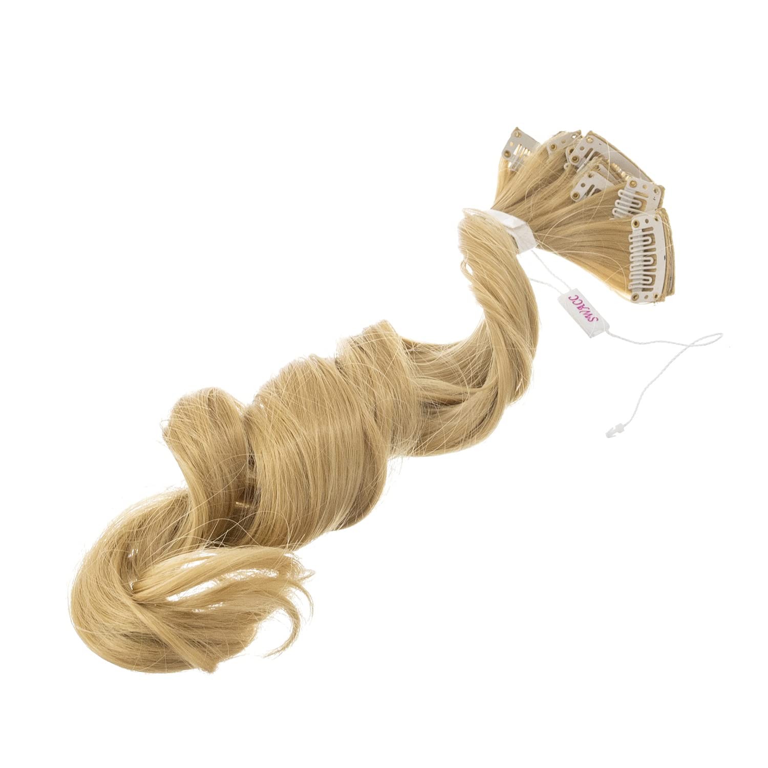 SWACC 12 Pcs Curly Wavy One Color Party Highlights Clip on in Hair Extensions Fo