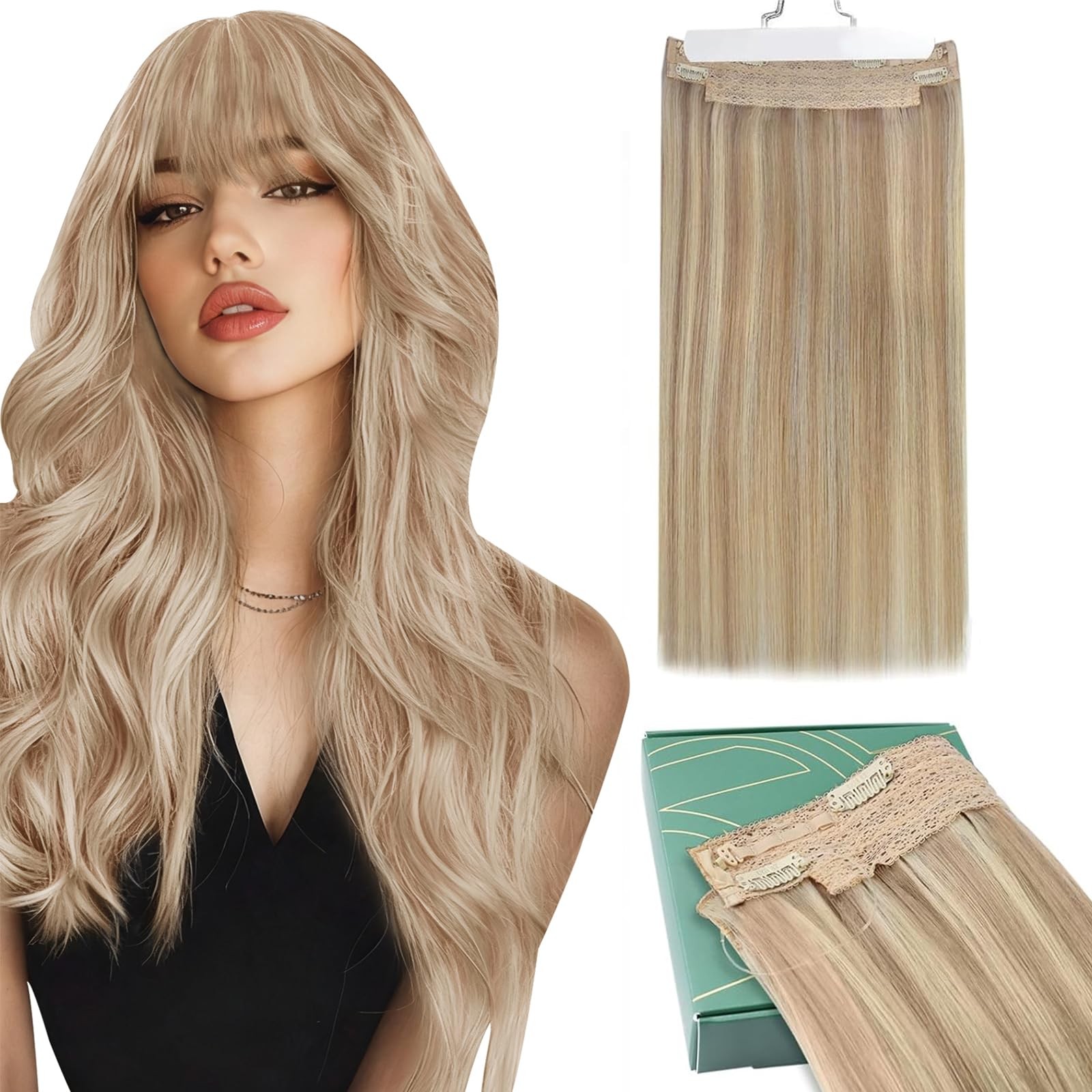 Ugeat Wire Hair Extensions Highlight Blonde12 Inch 70G Wire Hair Extensions