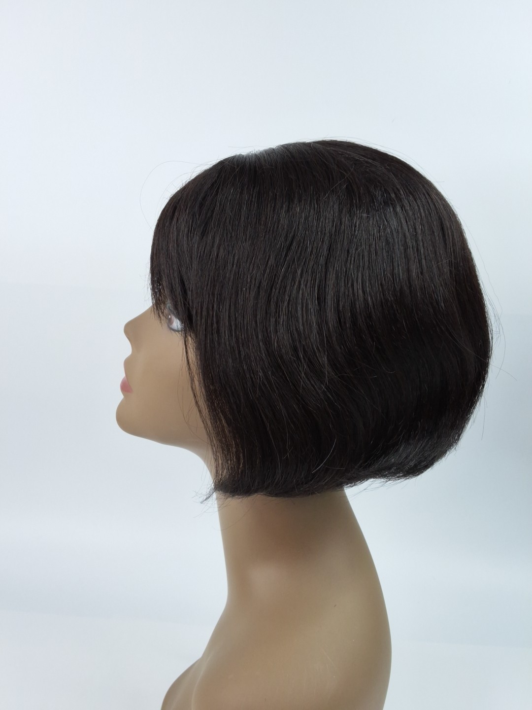 Jenny 1B Off Black Wig Chin Length Bob 100% Human Hair Adjustable Classic Cap