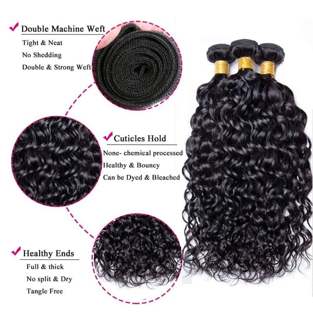 Unilo 14 16 18 Inch Water Wave Bundles Human Hair 100 Unprocessed Curly