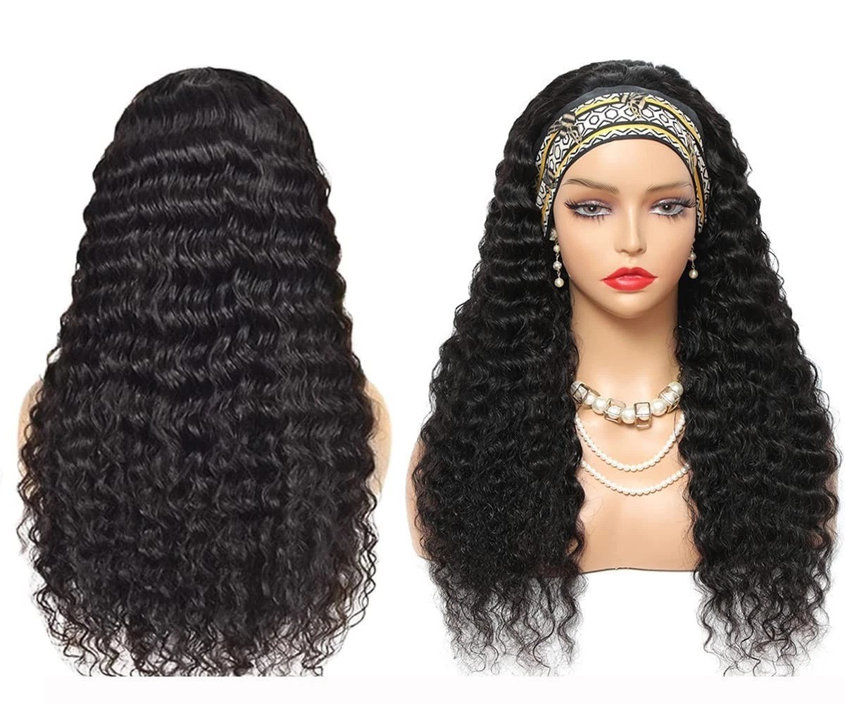 Versatile 10 Inch Deep Wave Headband Wig – Includes Wig Cap & Accessories