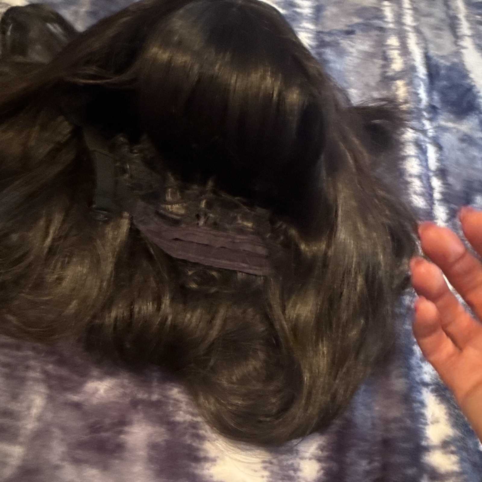 Black Wavy Synthetic Clip-In Wig Layered Classic Cap Free-Part One Size