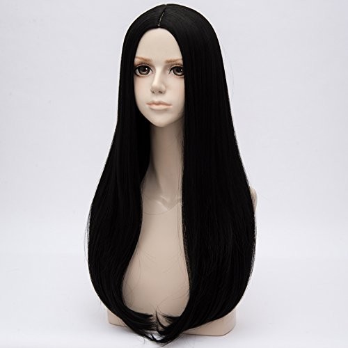 Black Wigs For Women Natural 24″ Long Straight Middle Hair Wigs Soft Daily Ba…