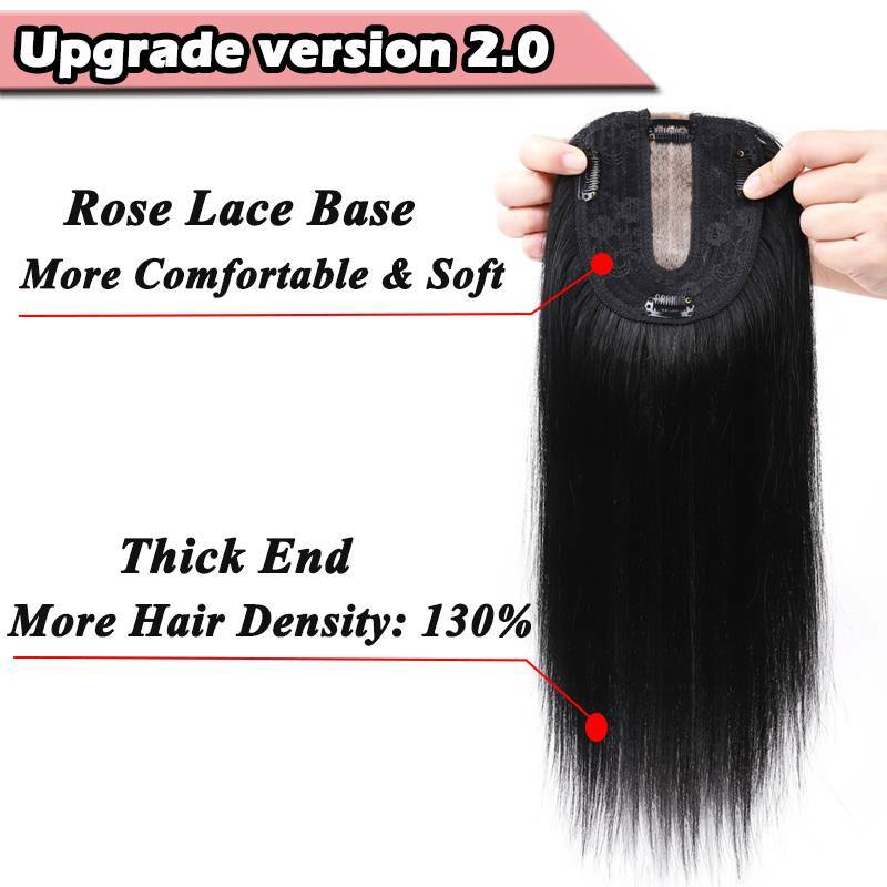 Mono Base 100% Remy Human Hair Topper With Bangs Clip In Top Hairpiece For Women