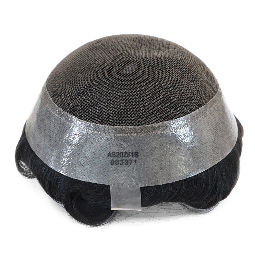 Toupee For Mens Hairpiece Lace Hair System Replacement Poly Skin Around Gent Wig