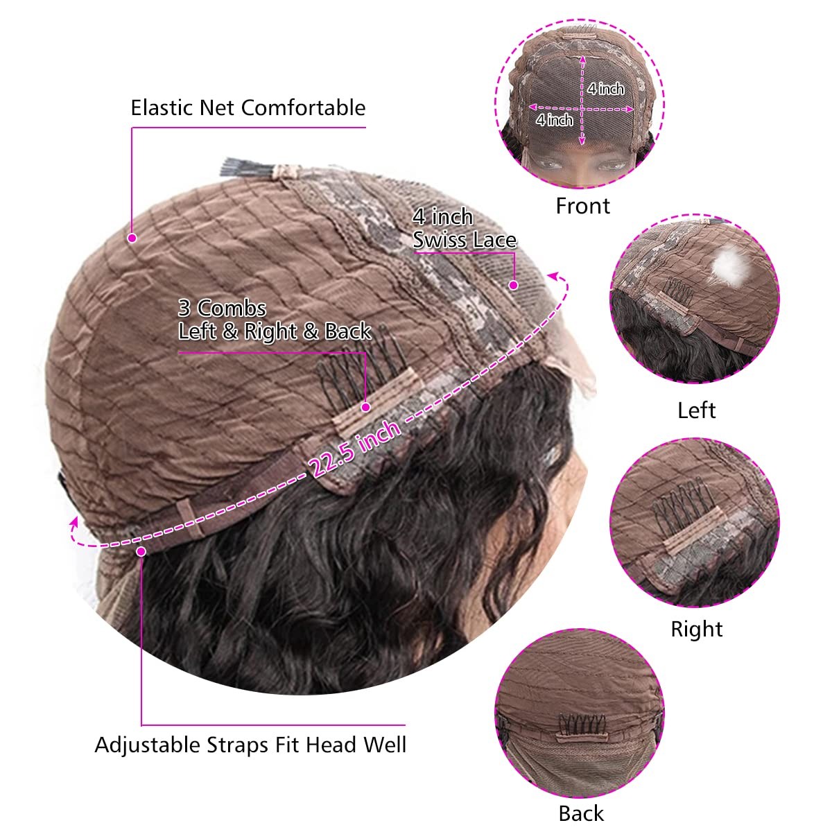 18 Inch Deep Wave Lace Front Wigs Human Hair 4×4 HD Lace Closure Wig 150% Den…