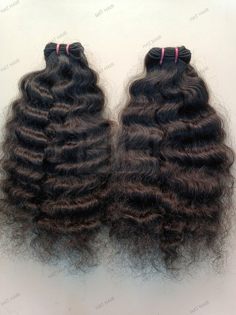 14 inch Raw Curly Indian Human Hair Extensions, 100% unprocessed hair