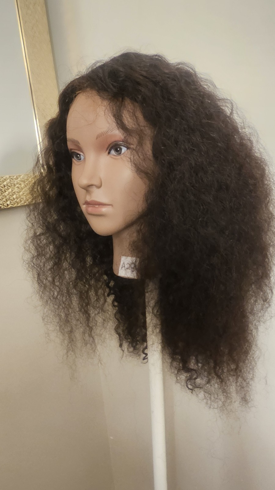 High Quality regular Top Black 20″ curly 100% Virgin Human Hair Lace Wig