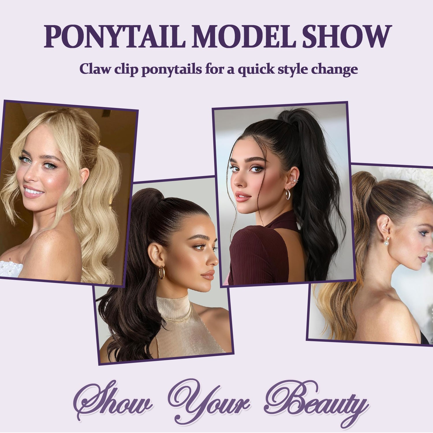 140G Thick Clip In Pony Tail Hair Extensions Claw/Jaw Clip On Ponytail As Human