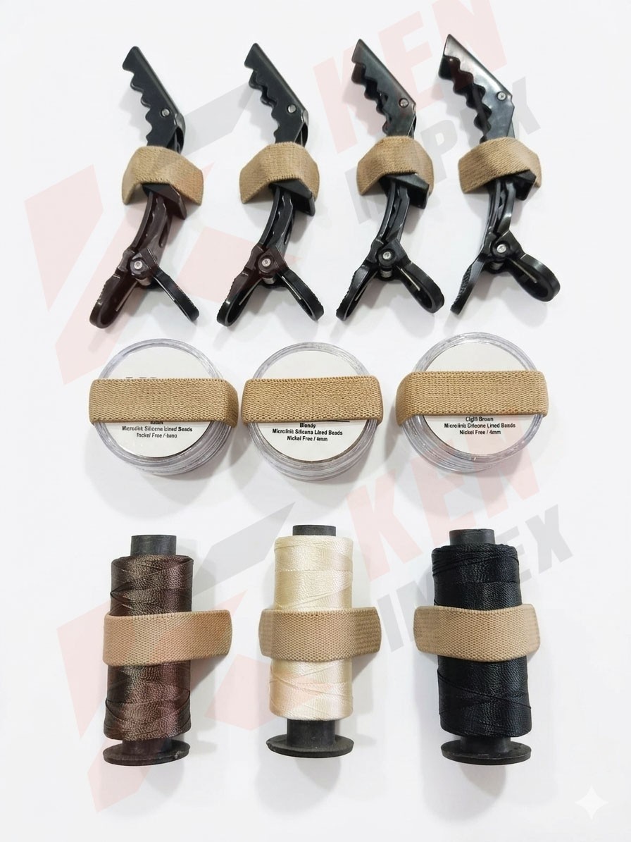Hair Extension Tools Branded Kit Mate Beige Color Logo Laser Engraving PVC Case