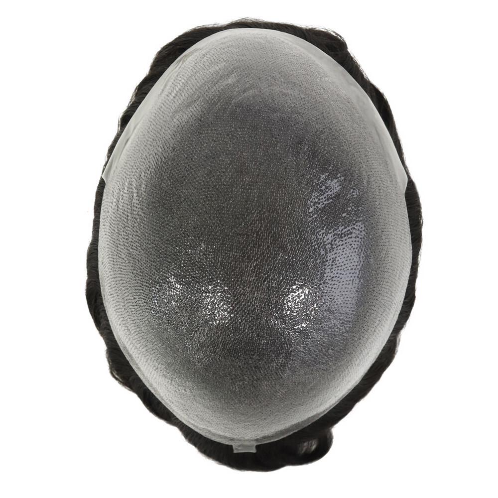 Mens Toupee Hair System Hairpiece 0.03 Thin Skin Human Hair Jet Black Mirage#1