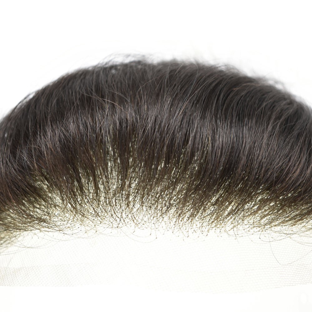Mens Frontal Receding Hairline 100% Human Hairpiece Full Lace Forehead Hairline