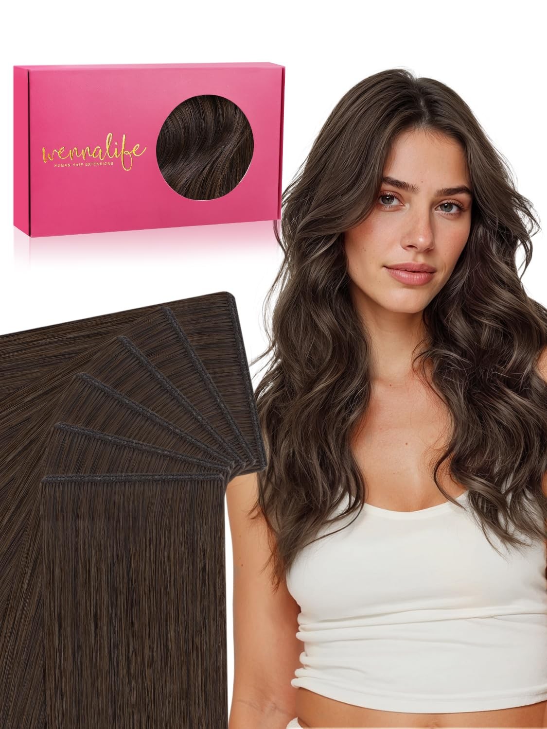Wennalife Genius Seamless Tape In Hair Extensions Real Human Hair 16 Inch 50G