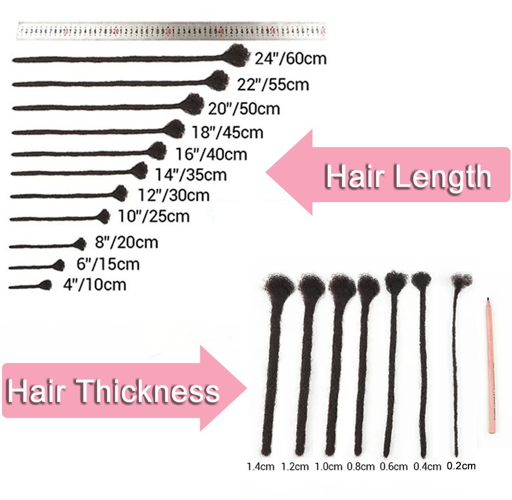 Human Hair Micro Locs Extensions 0.2cm Thin Dreadlocks Sister Locs Dreads 8-24″