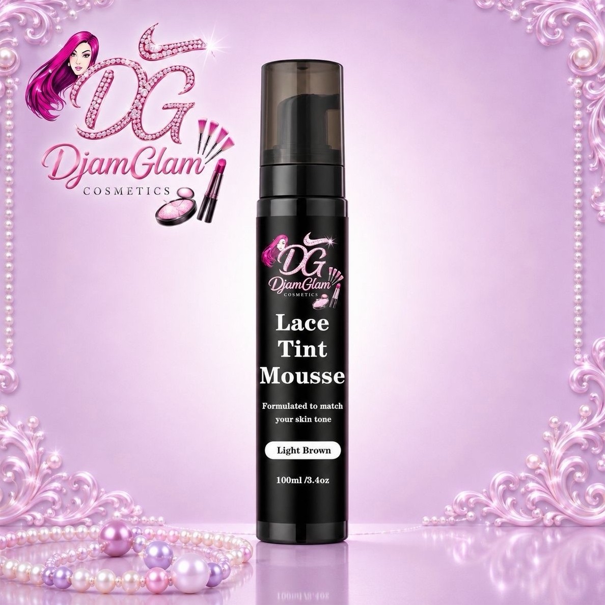 DjamGlam Cosmetics Lace Tint Mousse Wig Care Light & Medium Brown 100ml