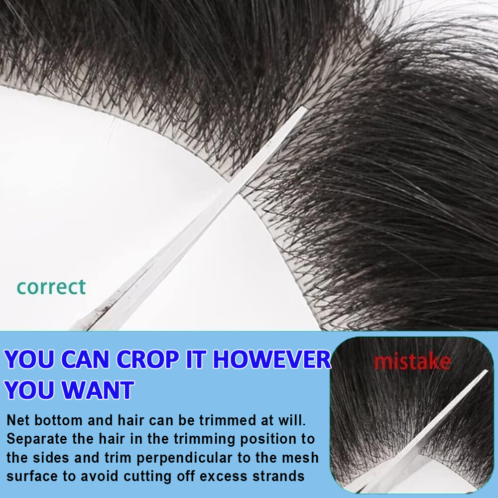 Frontal Hairpiece Mens Remy Hair Extensions Hairline Topper Toupee PU Thin Skin