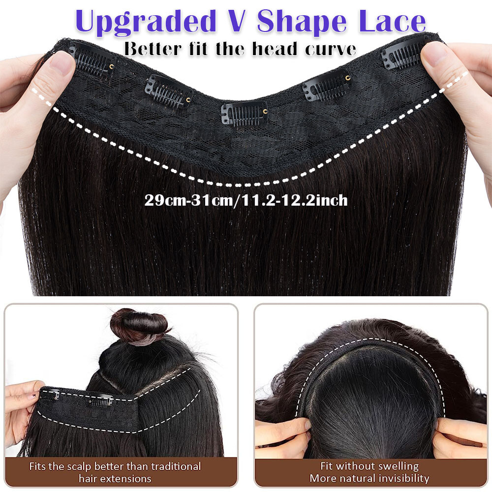 One Piece U-Shape 100% Remy Human Hair Extensions Clip In 3/4 Full Head Weft Icy