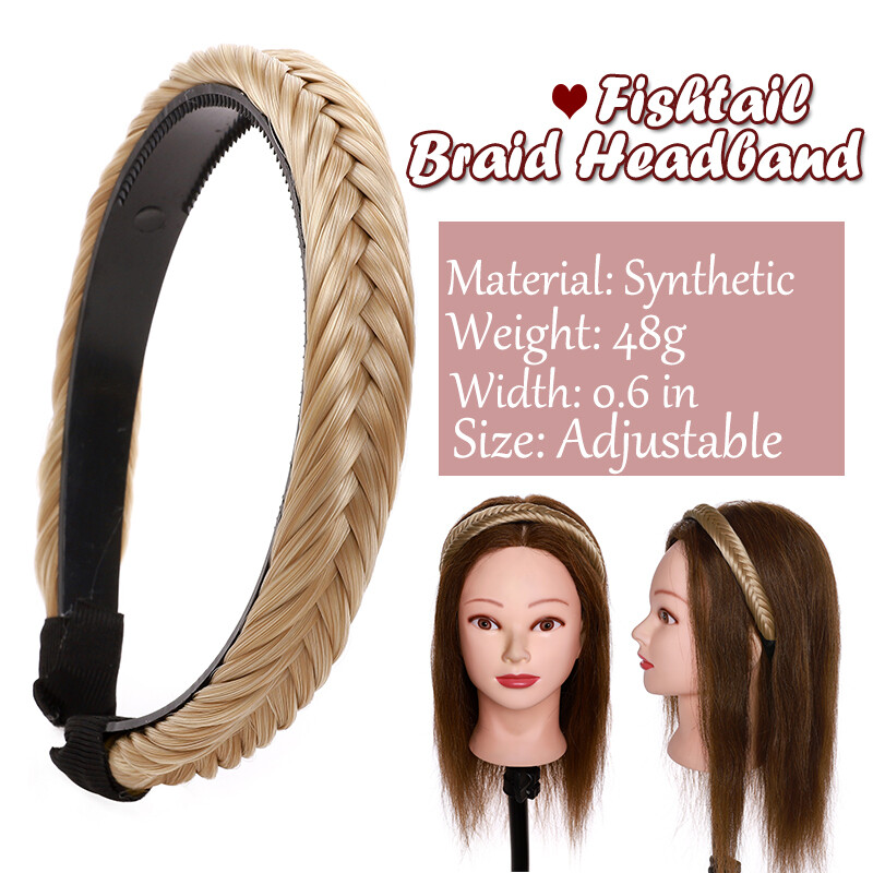 Women Hair Braided Plaited Headband Plait Hairband Hairwear as Human Synthetic