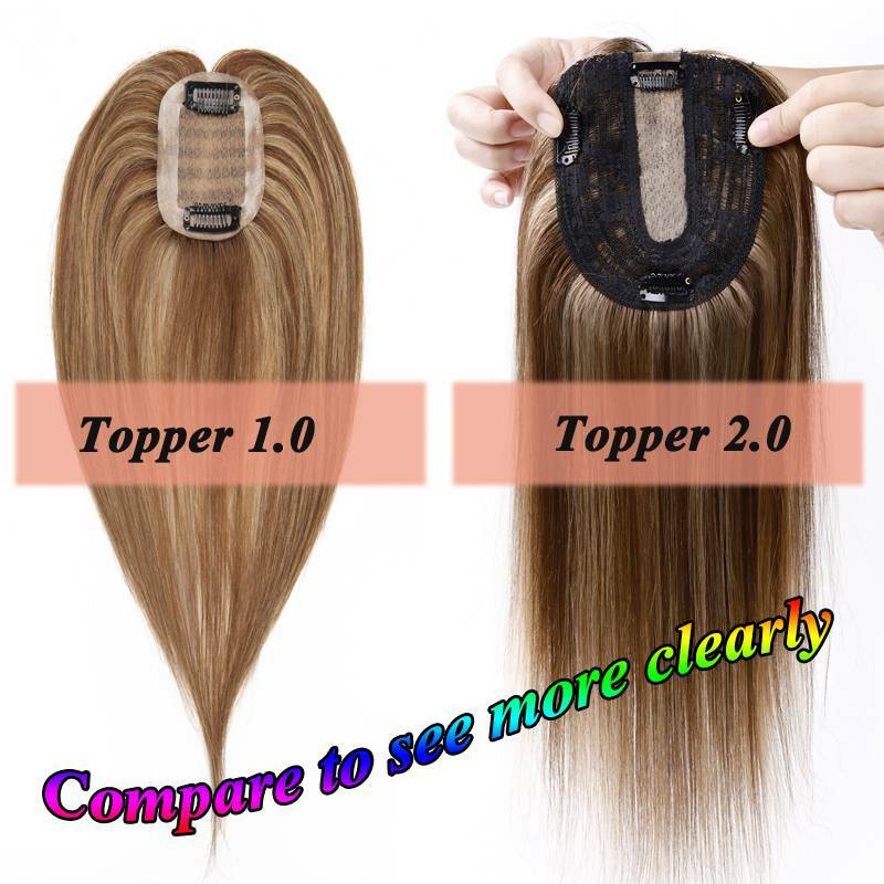 Mono Base 100% Remy Human Hair Topper With Bangs Clip In Top Hairpiece For Women