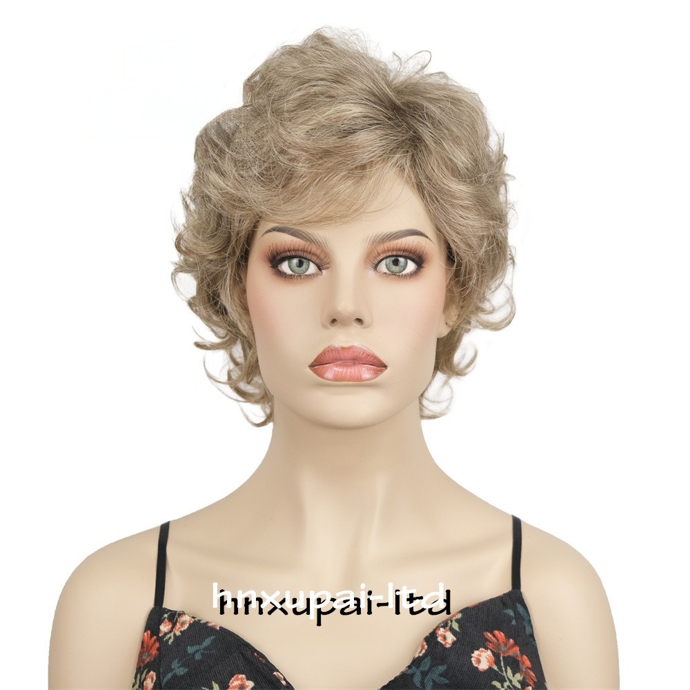 10 Inch Short Women Curly Wavy Bob Wig Fluffy Dark Blonde Hair Cosplay Casual US