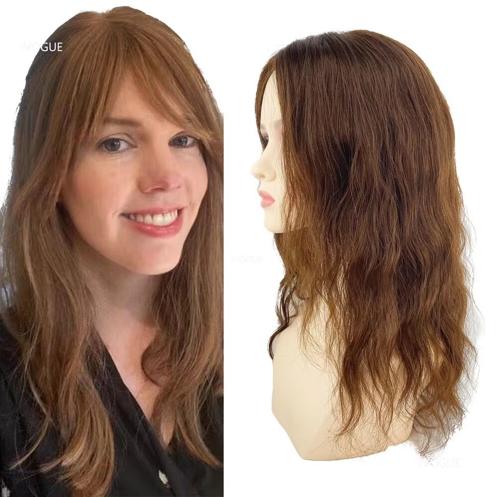 Dark Brown Silk Base Topper Human Hair Women Silk Top Hair Piece for Hair Loss