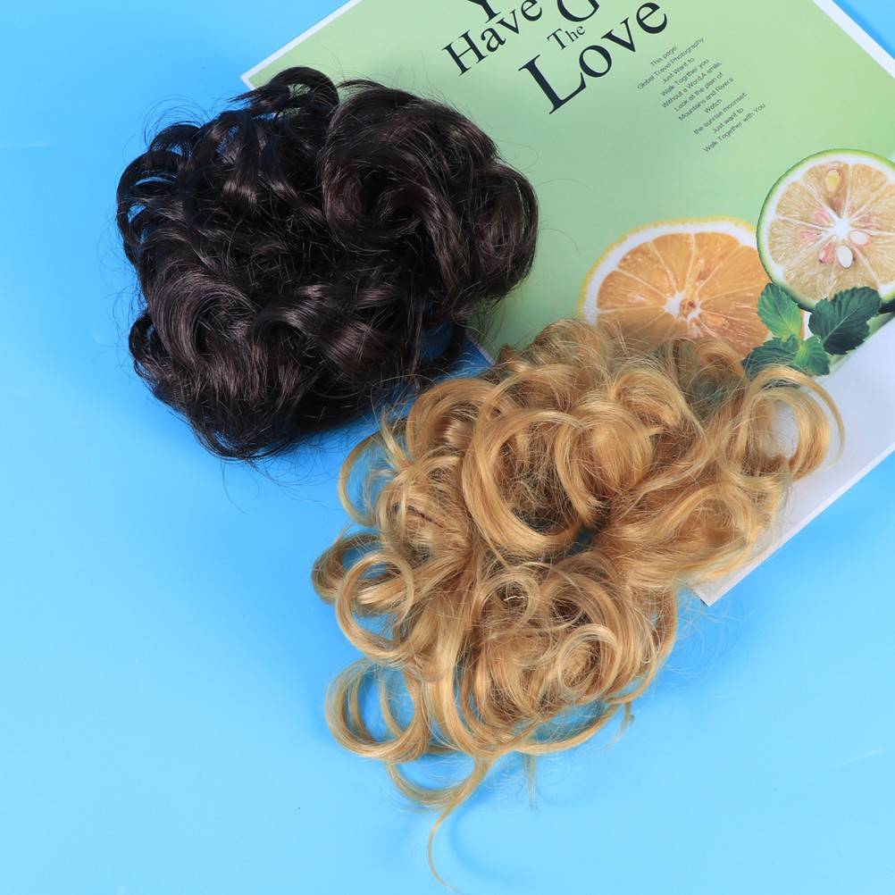 Elastic Light Brown Hair Bun Extension Easy to Wear and Wash for Elegant Events