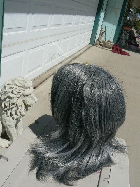 SALT AND PEPPER GRAY WOMANS WIG USED