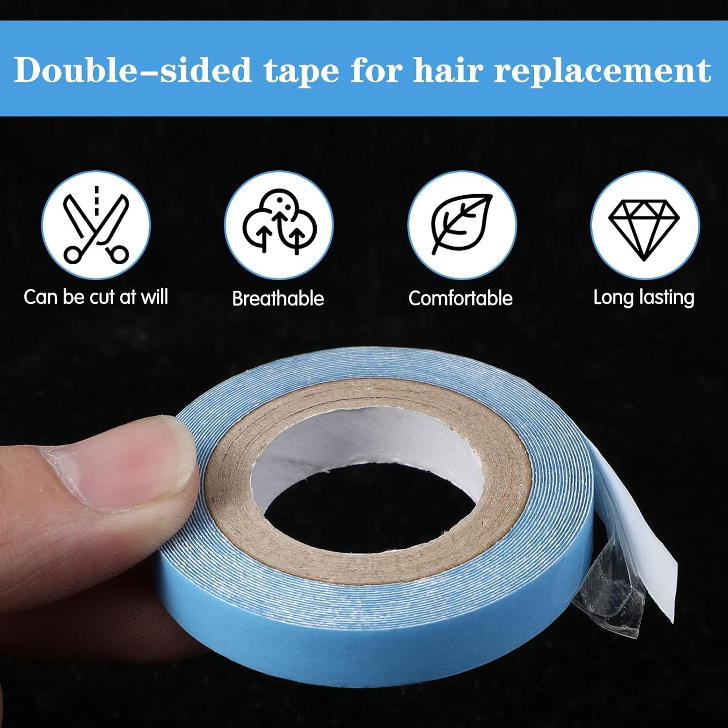 Invisible Blue Hair Extension Tape – 3 Yards Double-Sided for Professional Use