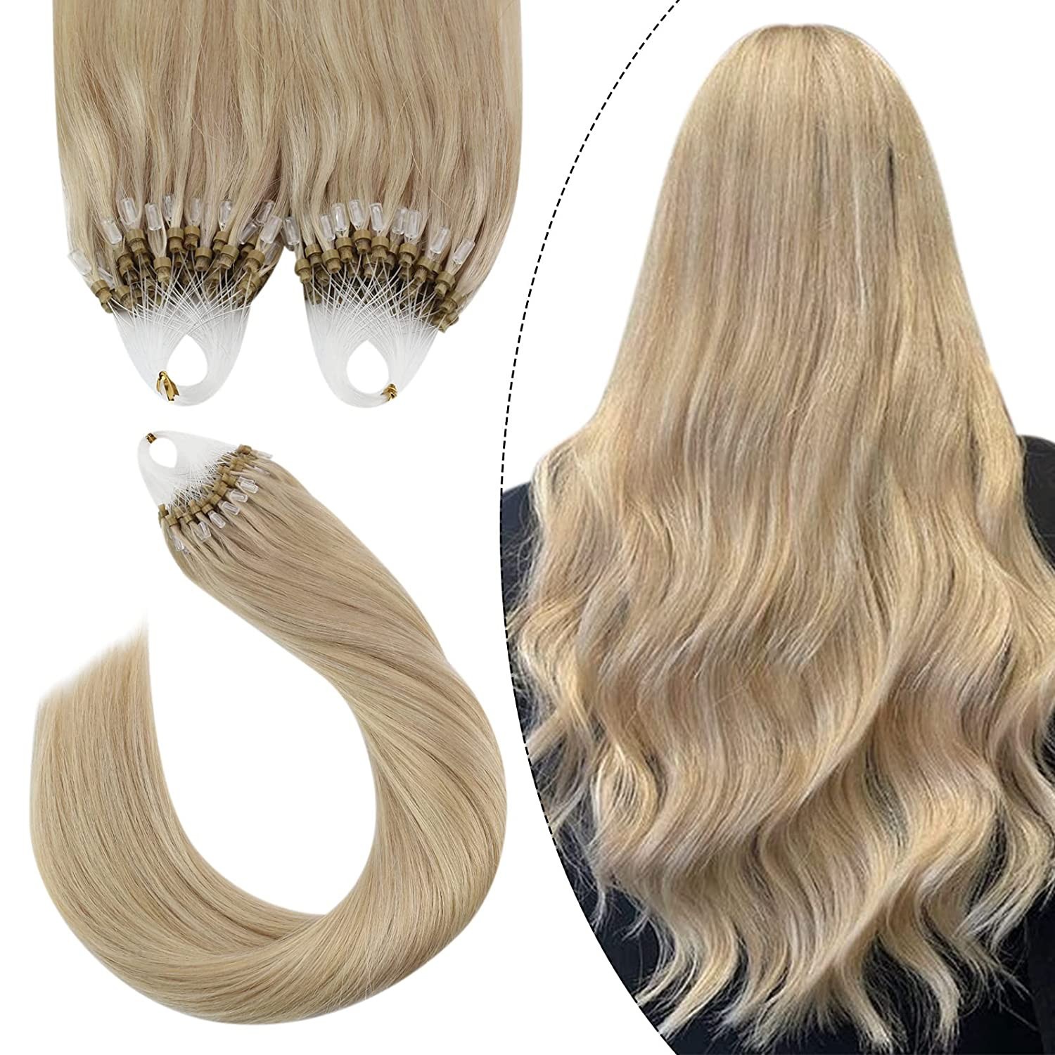 Micro Ring Link Human Hair Extensions Silicone Micro Beads Loop Tip Remy Hair US
