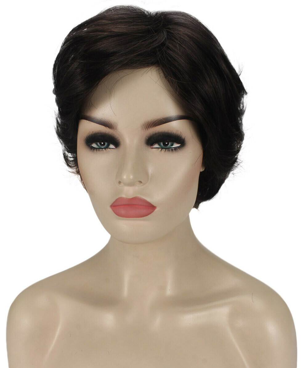 Lana – Straight Kanekalon Synthetic Fiber Full Wig, 3.25 – 6.5 in, Dark Brown