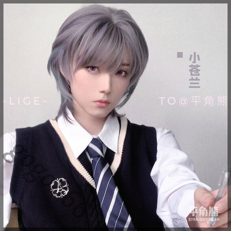 Gray Wig Harajuku Japanese Fashion kakkoii Men Boys Girls Daily Cosplay Wig