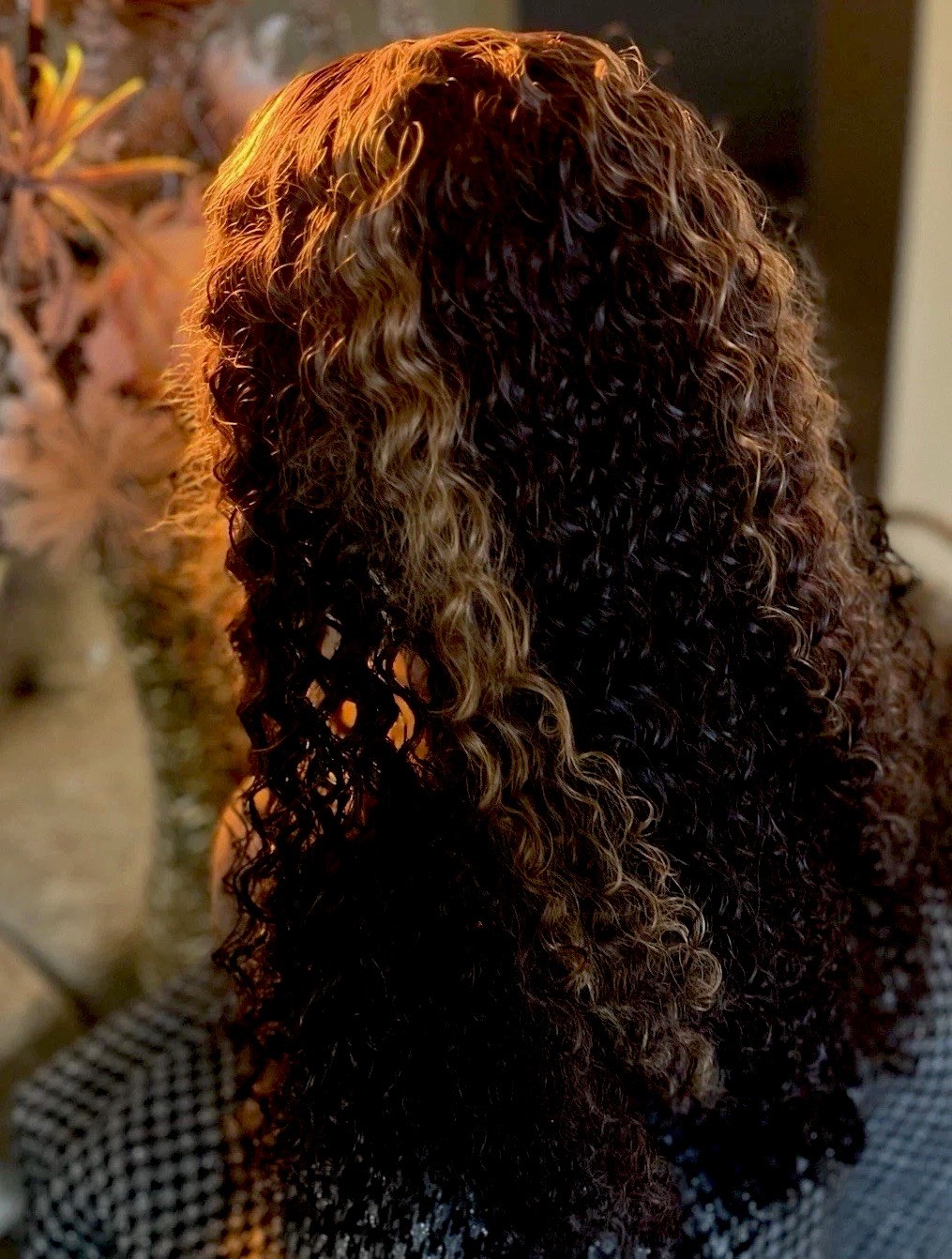 LONG LACE HUMAN HAIR BLEND WIG HONEY HIGHLIGHT THICK SPIRAL CURLS 1B/30 NEW