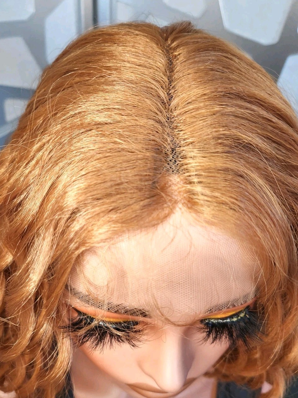 Strawberry Blonde Auburn Wig Curly Wig Lace Front Human Hair Blend Extra Long