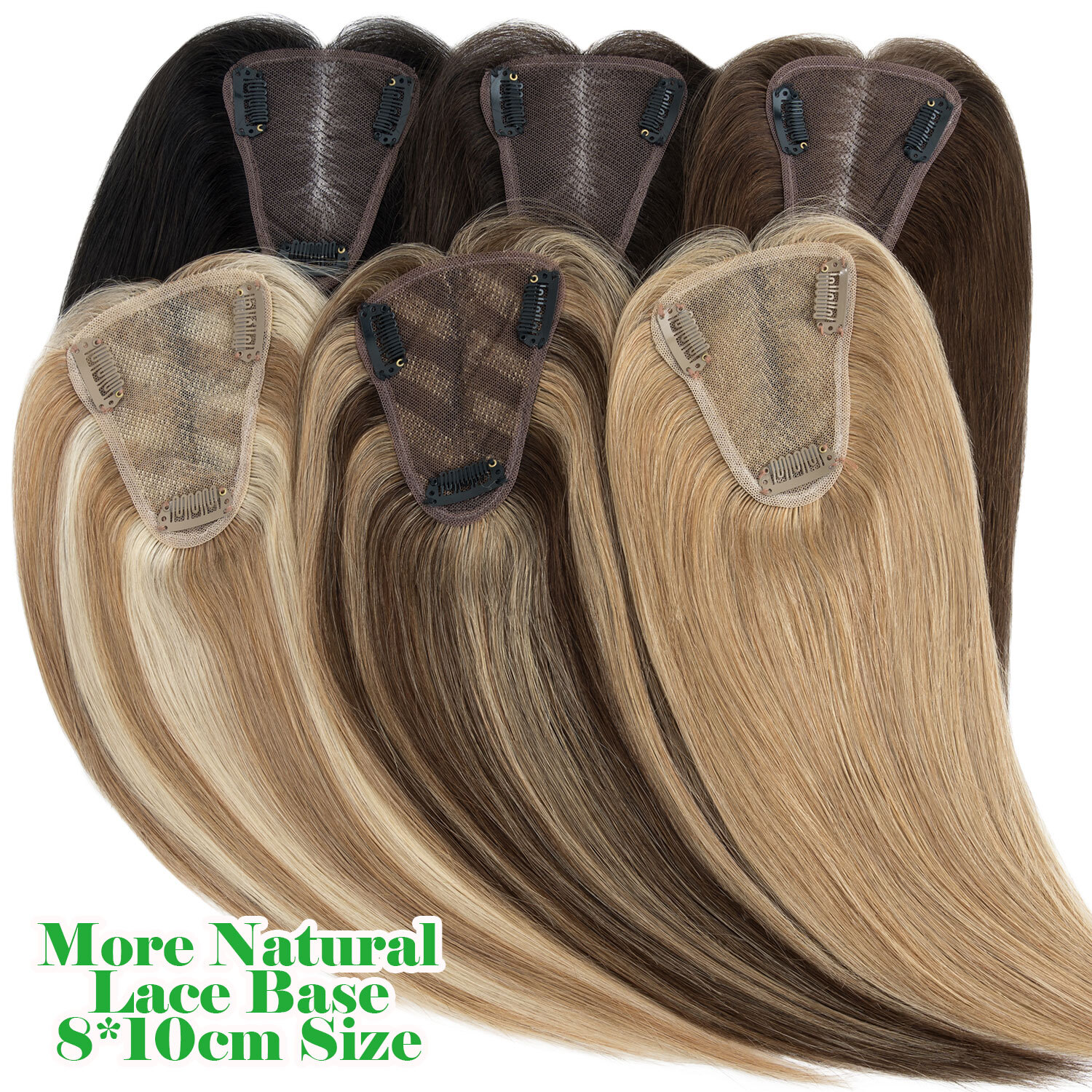 Topper Toupee Clip In Remy 100% Human Hair Lace Base Wiglet Hairpiece Hand-tied