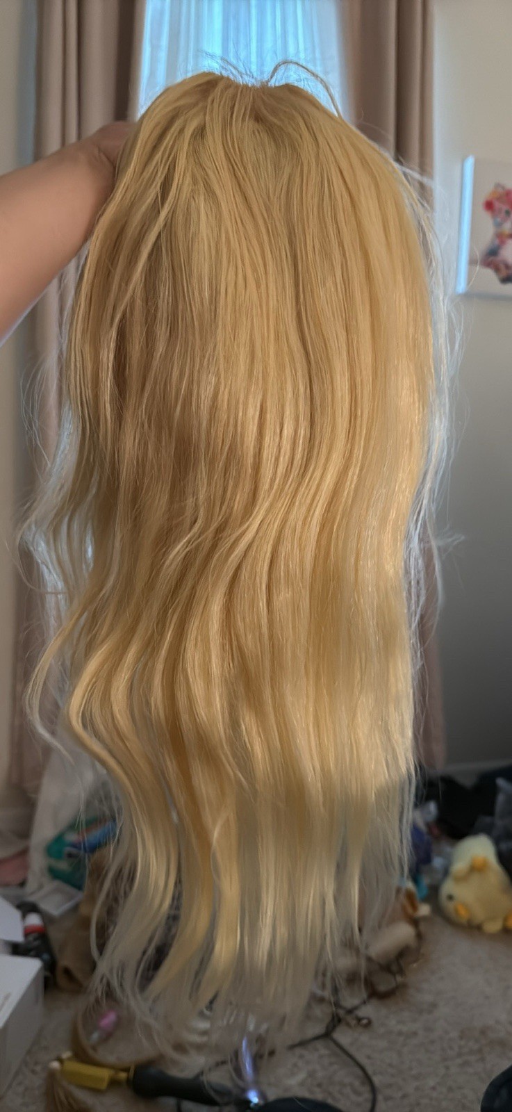 Women’s Blonde Long Wavy Layered Synthetic Lace Front Wig Free-Part One Size