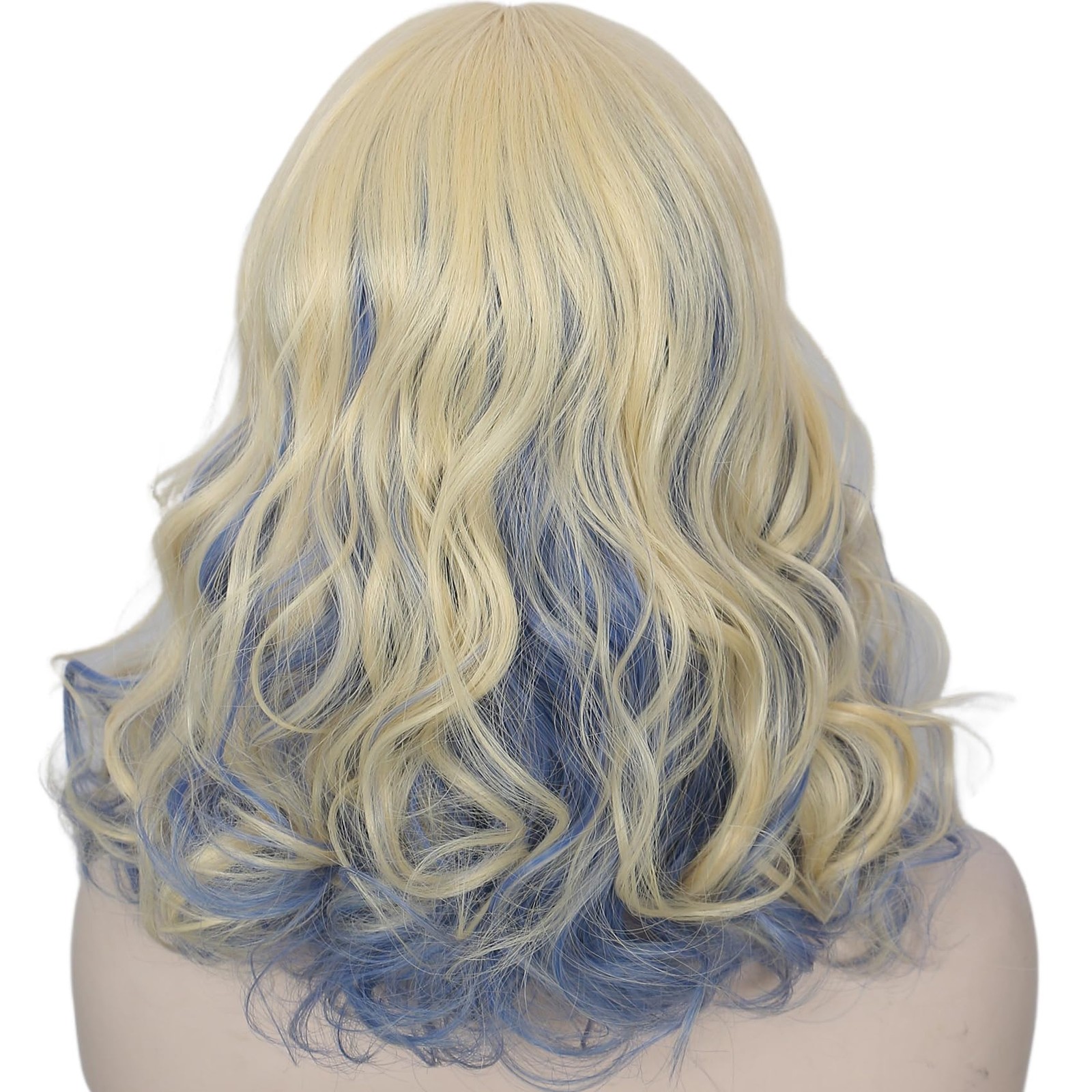 Long Blonde with Blue Curly Wig Costume Halloween Party Wigs Adult