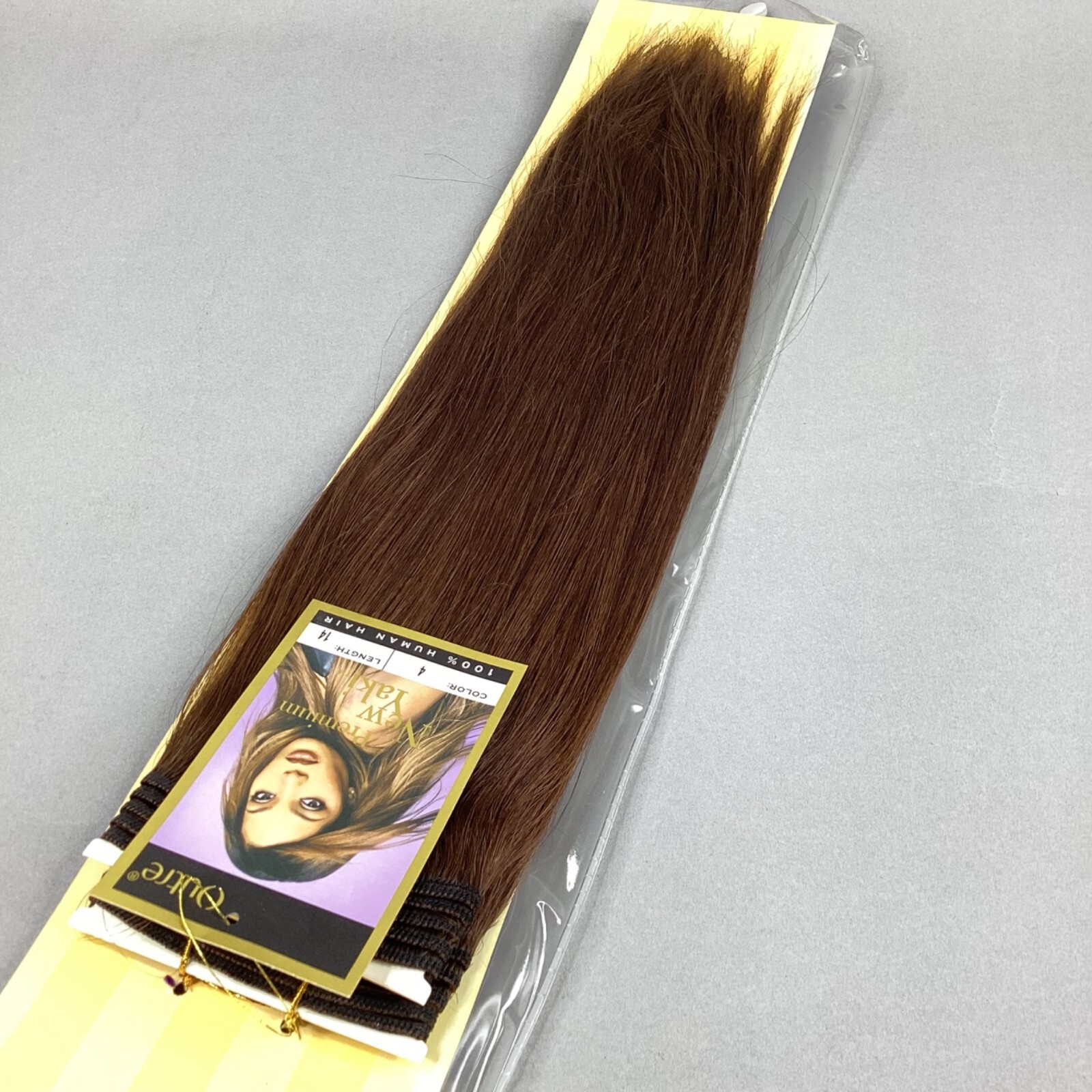 New Yaki #4 Dark Brown 14” Straight 100% Human Hair Extensions