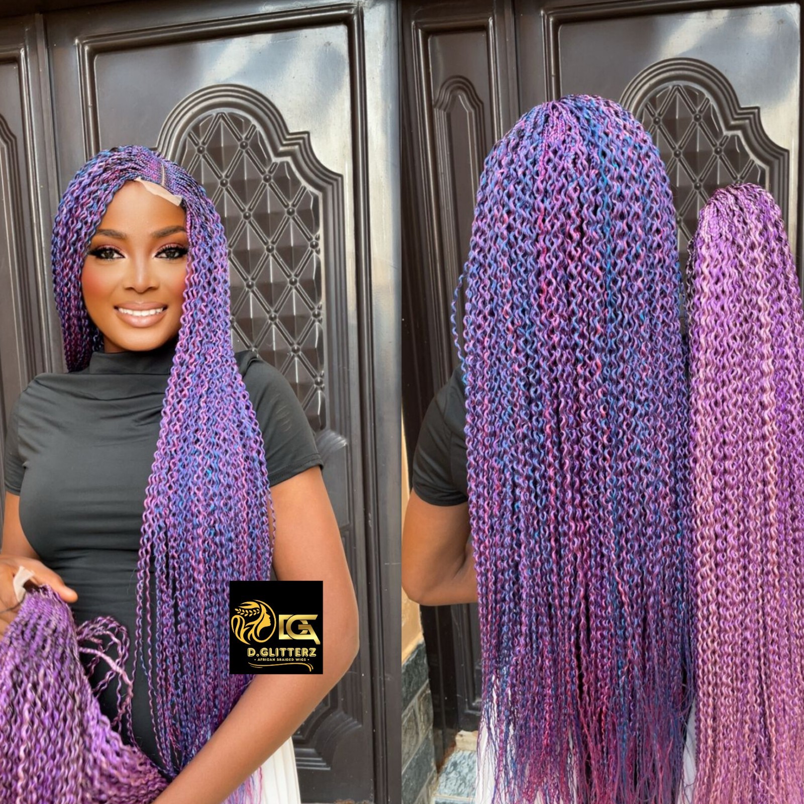 WATERMELON BRAIDED WIG ON 2*4 LACE CLOSURE 35″