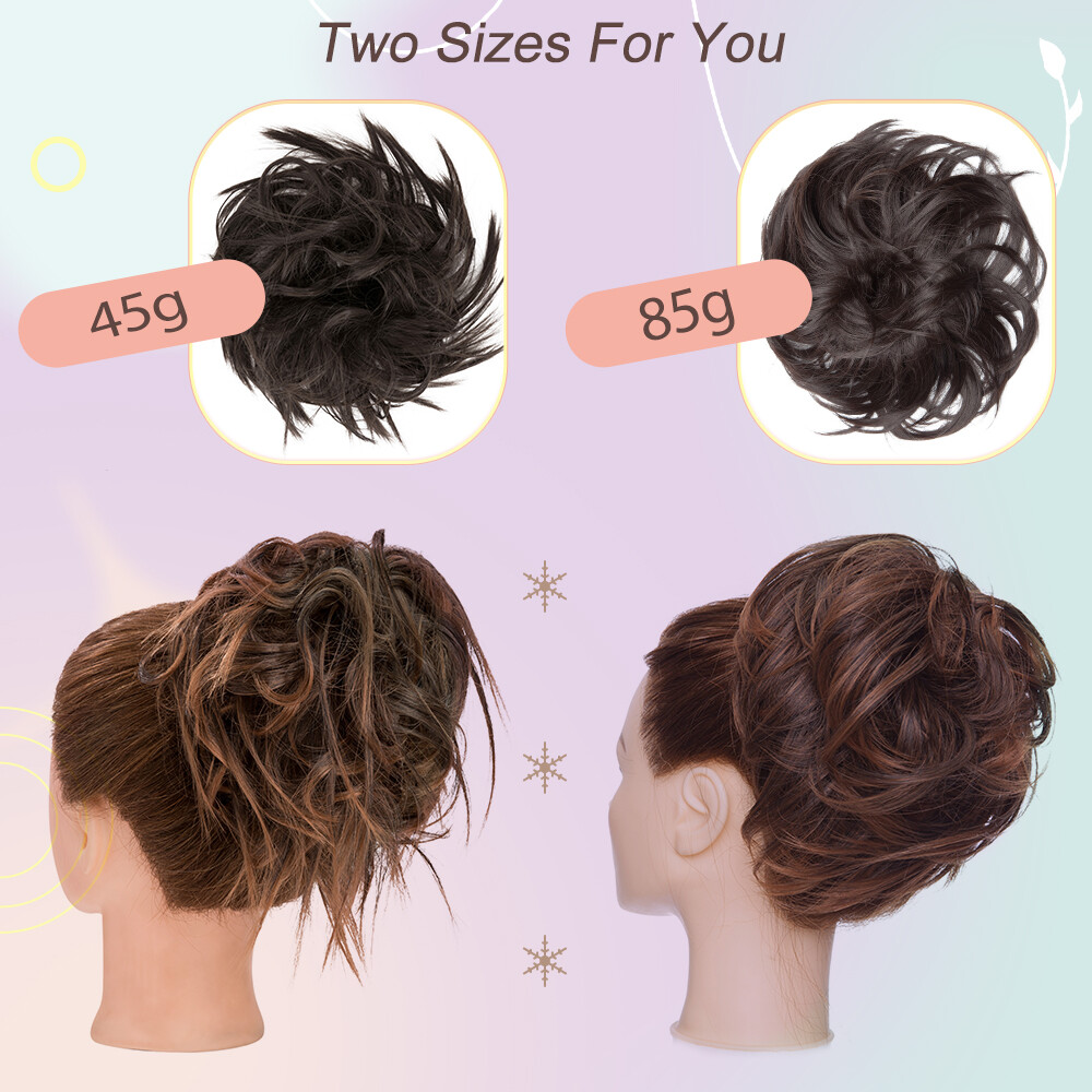 LARGE Real Thick Messy Bun Hair Piece Scrunchie Updo Wrap Extensions as Human US