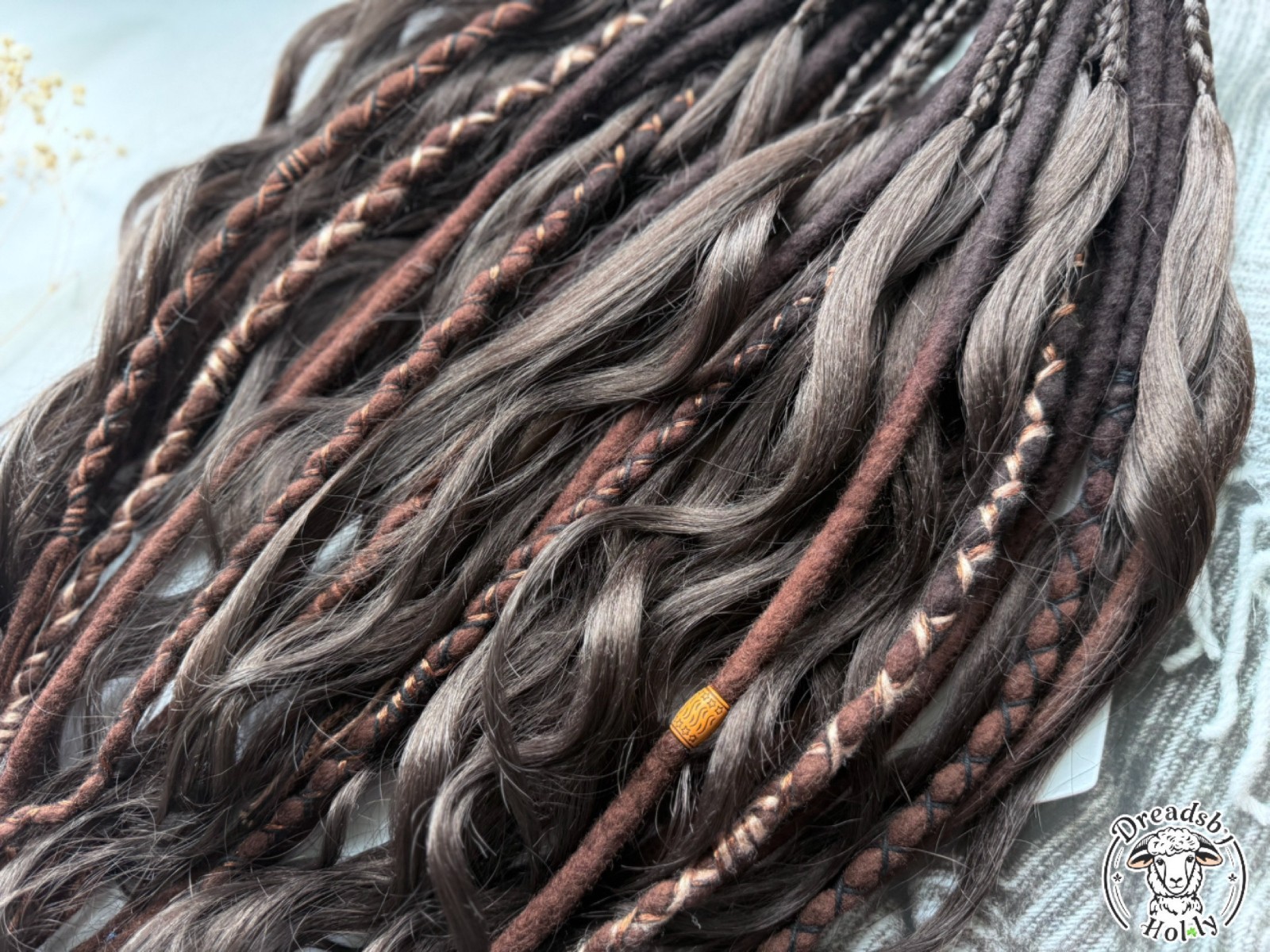 Full Set Wool Dreads Mix Braids Curls Brown DE – SUPER FAST 2-3 DAY SHIPPING USA