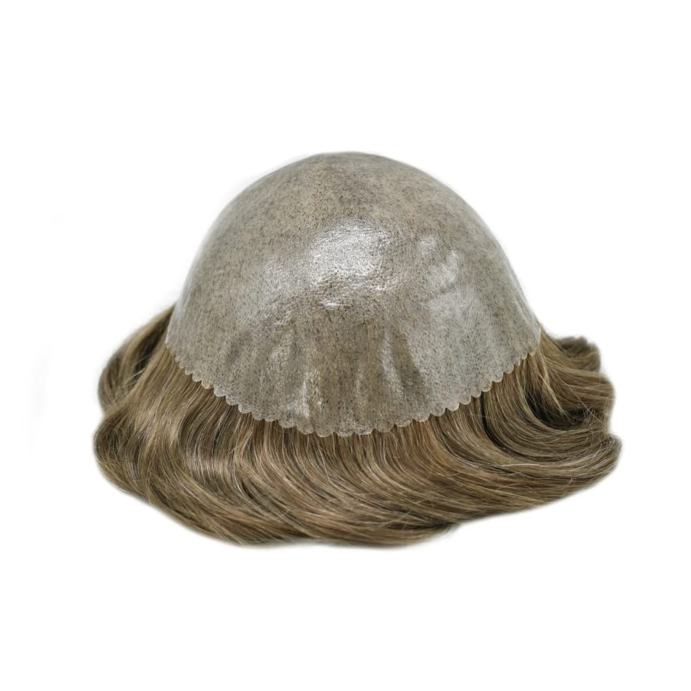 Toupee for Men Hair Replcement System Mens Toupee Full Poly Thin Skin Human Hair