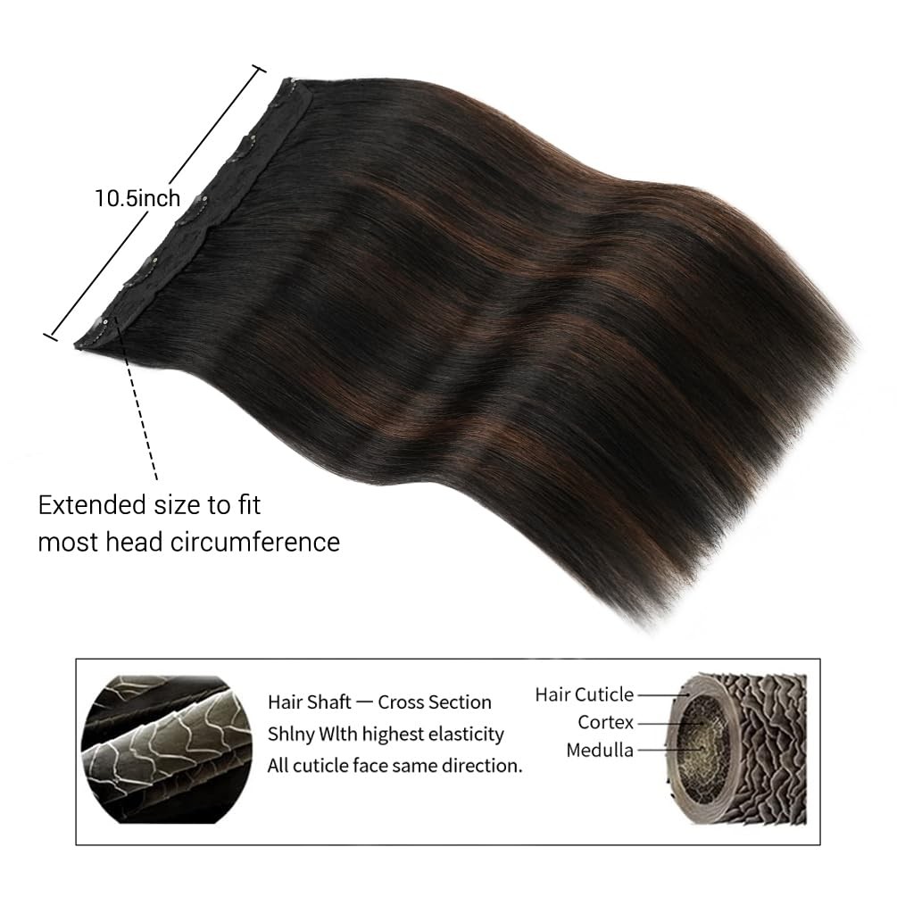 Winsky 14″ #1BT4P1B Balayage Human Remy Hair Extensions Clip in One Piece 70g
