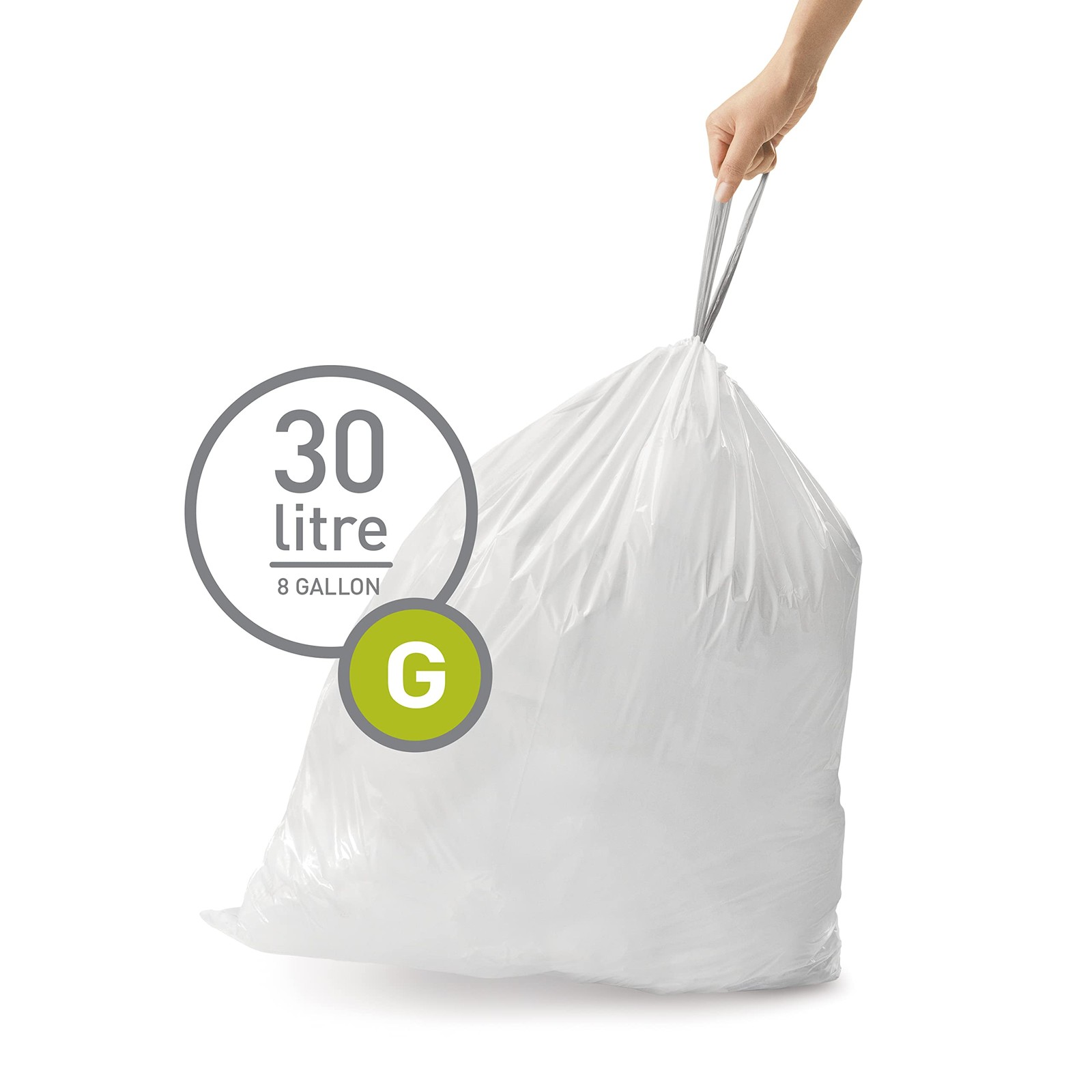 simplehuman Code G 60 Count Custom Fit Liners, 60 (Pack of 1), White