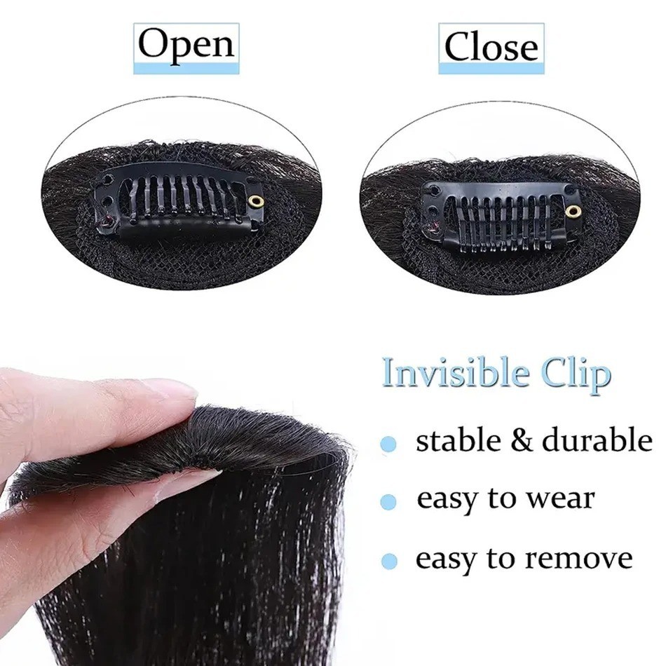 2pcs Side Bangs Synthetic Hair Extension Easy Clip In Gradient Bangs Natural