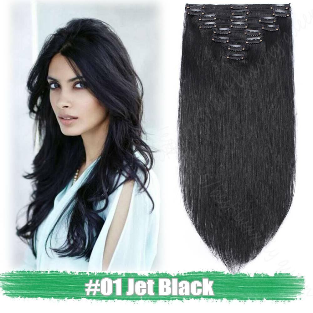 Wavy Real Thick 8pcs Clip In Human Hair Extensions Full Head Double Weft 140g US