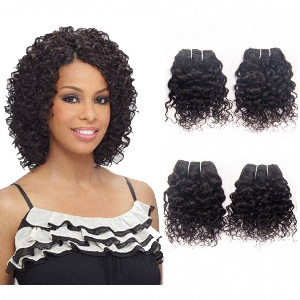 Brazilian Jerry Curl Human Hair Weave 4 Bundles 8 Inch Short Kinky Cur